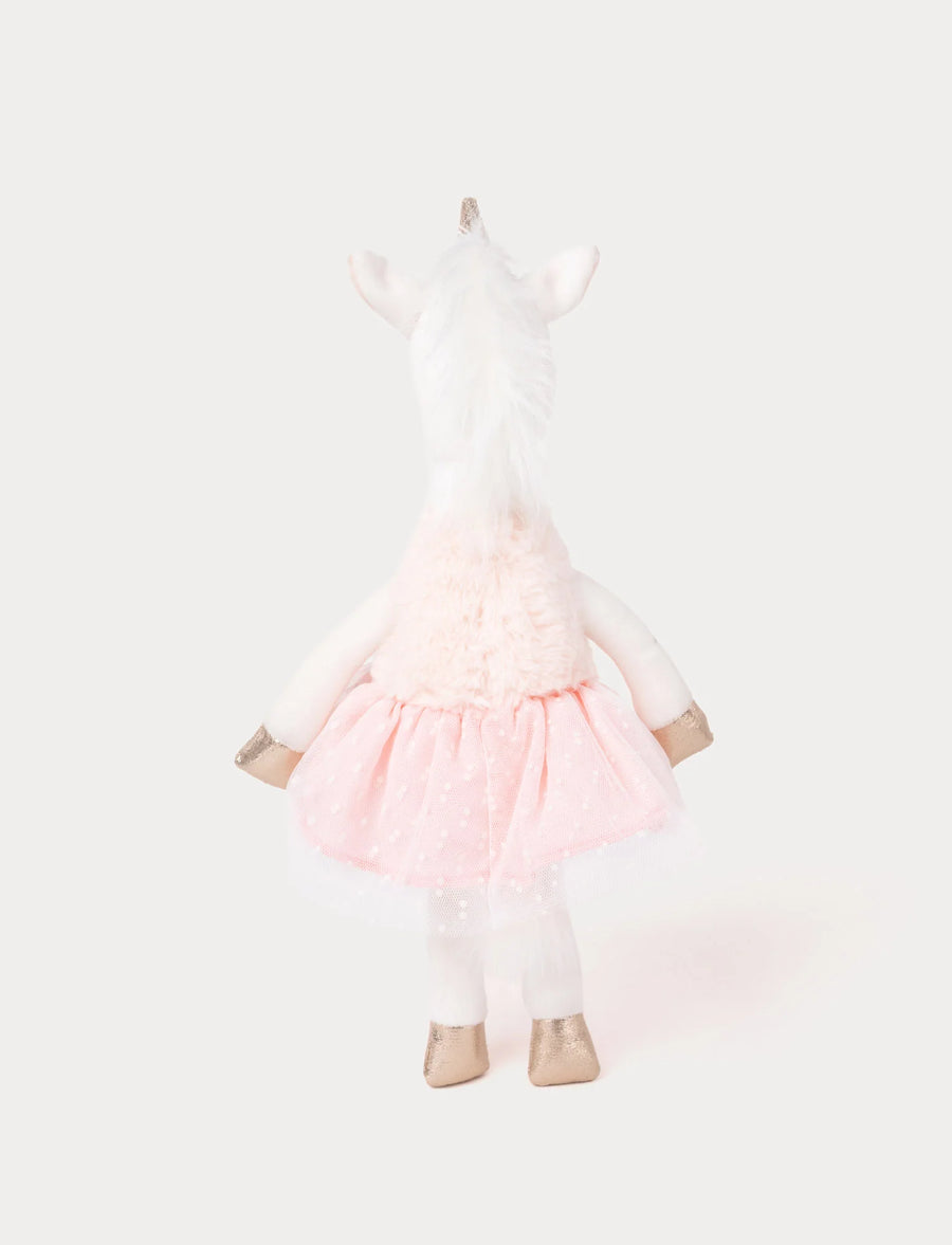 Teddykompaniet Ballerina Unicorn Ella Kosedyr – bakvisning med fargerik hale og myk rosa pels