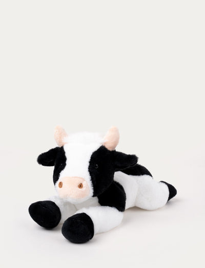 Liggende svart-hvit ku kosedyr fra Teddykompaniet Teddy Farm 30 cm