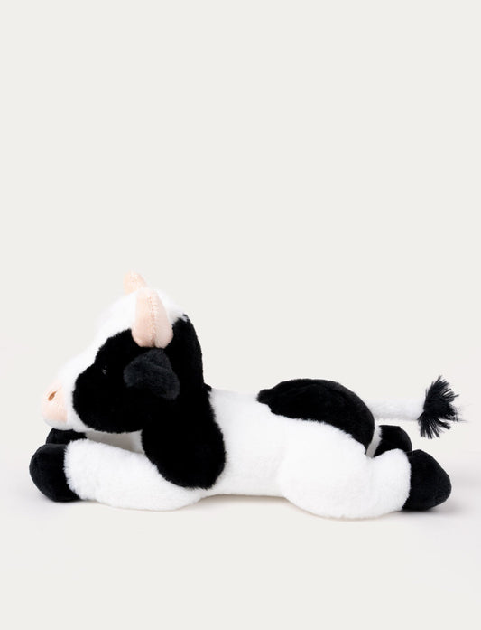 Liggende svart-hvit ku kosedyr fra Teddykompaniet Teddy Farm 30 cm