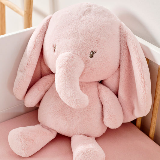 Nattou Fantfant Maxi Elefant Kosedyr – stor og myk lyserøsa elefant for baby, ca. 75 cm