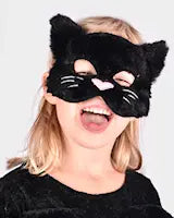 Den Gode Fen Svart Fluffy Kattemaske – svart plysj kattemaske, one size