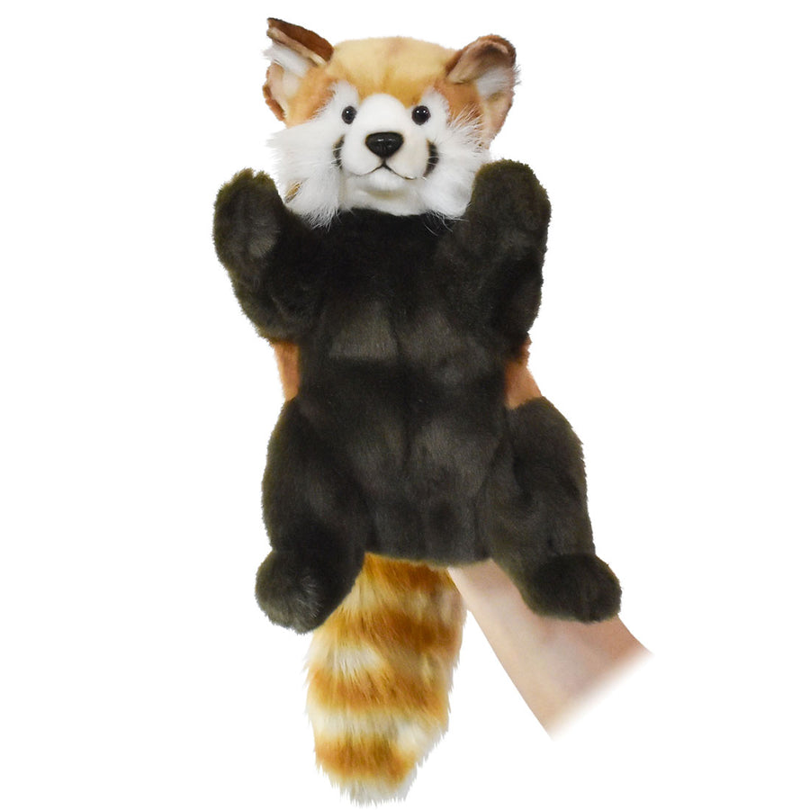 Hansa Creation Rød Panda Hånddukke – rødbrunt panda med stripete hale og kremhvite ører, 20 cm