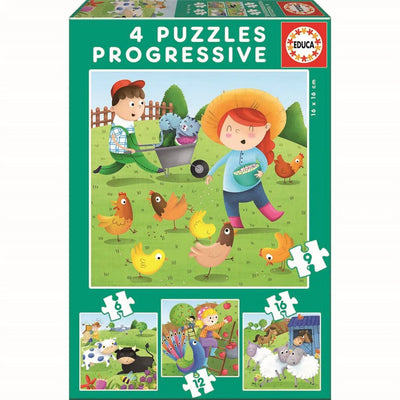 Educa Farm Animals Progressive Puzzles - Bamsedyra AS