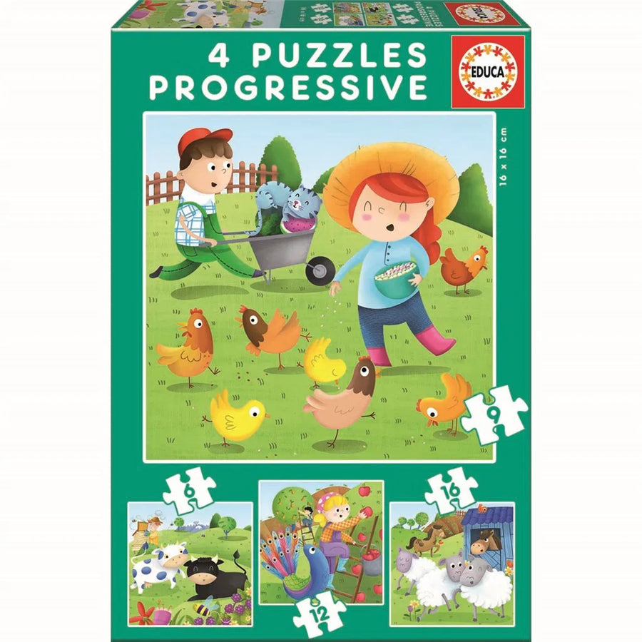 Educa Farm Animals Progressive Puzzles - Bamsedyra AS