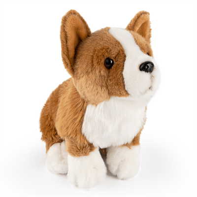 Living Nature Corgi Hundekosedyr – naturtro corgi med store ører, korte ben og oransje-hvit pels