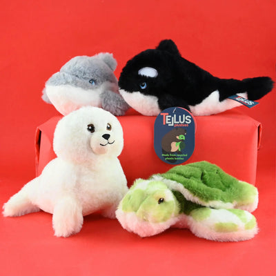 Tellus Plushies Resirkulerte Sjødyr Kosedyr – miljøvennlige sjødyr-bamser av resirkulerte materialer, 19–21 cm