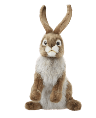 Hansa Creation Jack Rabbit Kosedyr – naturtro brun og hvit jack rabbit plysj med lange ører