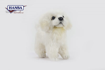 Hansa Creation Maremma Hundevalp Stående – naturtro hvit Maremma hyrde-valp plysj, 17 cm