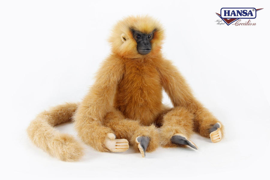 Hansa Creation Golden Langur – naturtro gylden langur-ape plysj med gull-oransje pels og lang hale, 50 cm