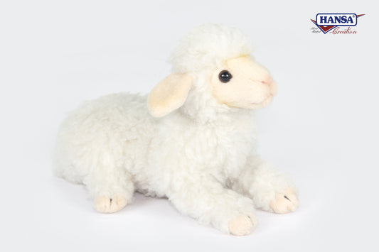 Hansa Creation Lam Kosedyr – naturtro hvit lam plysj med svart hode og bein, 20 cm