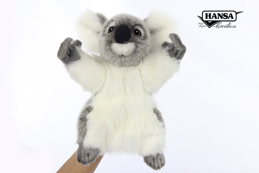 Hansa Creation Koala Hånddukke – naturtro grå koala hånddukke med runde ører, 28 cm