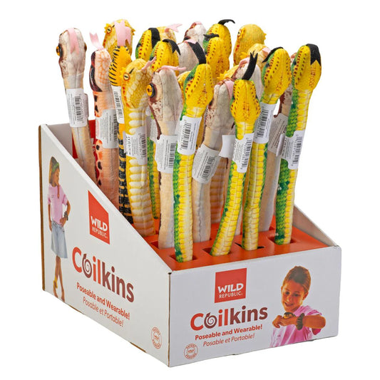 Wild Republic Coilkins Slangebamse – realistisk sammenrullet slangekosedyr i fargerikt mønster, 30 cm