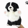 Hansa Creation Border Collie Hånddukke – naturtro svart og hvit Border Collie hånddukke
