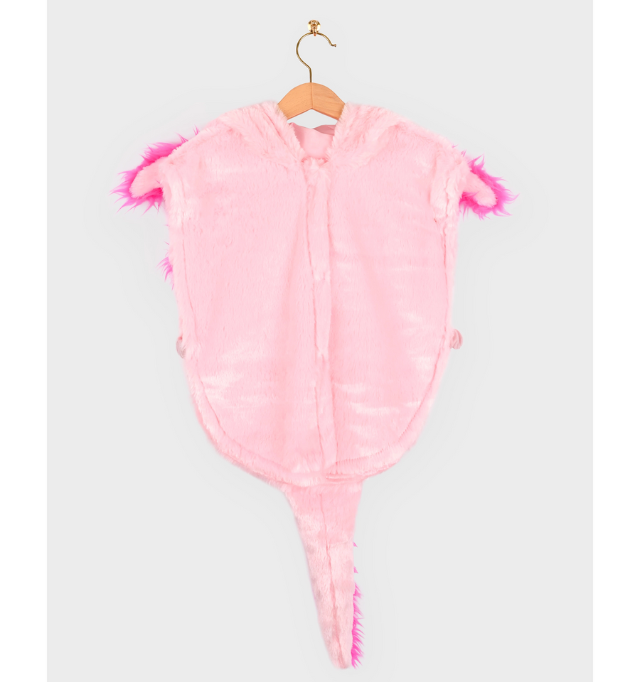 Mini Cape Axolotl – rosa kappe med hette (1–4 år) | Den Gode Fen Detail - Bamsedyra AS