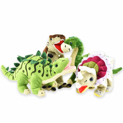 Plysj Dinosaur 37,5 cm – stor myk dinosaurbamse i ulike varianter: brontosaurus, stegosaurus, t-rex og triceratops