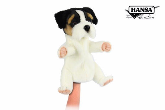 Hansa Creation Jack Russell Hånddukke – naturtro hvit og brun Jack Russell hånddukke