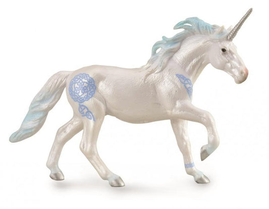 CollectA Enhjørning Hingst Blå XL – blå enhjørninghingst med keltiske symboler og hvitt horn