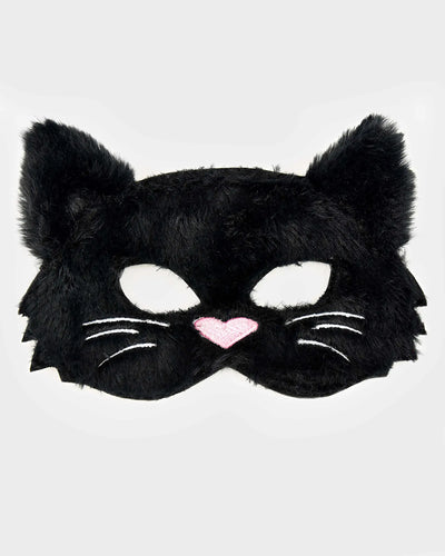 Den Gode Fen Svart Fluffy Kattemaske – svart plysj kattemaske, one size