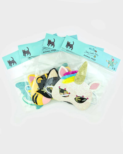 Den Gode Fen Glitter Dyremaske Barn – glitter dyremaske i enhjørning, tiger, katt og sommerfugl, 19 cm
