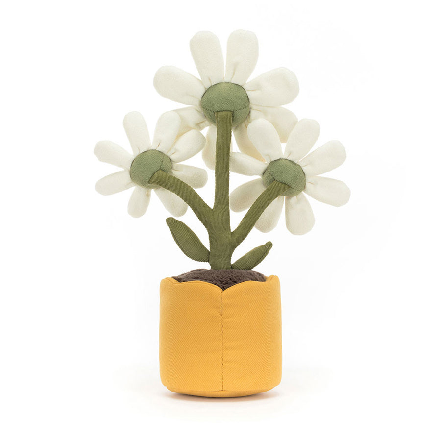 Jellycat Amuseables Daisy bakfra – hvit og gul blomst kosedyr