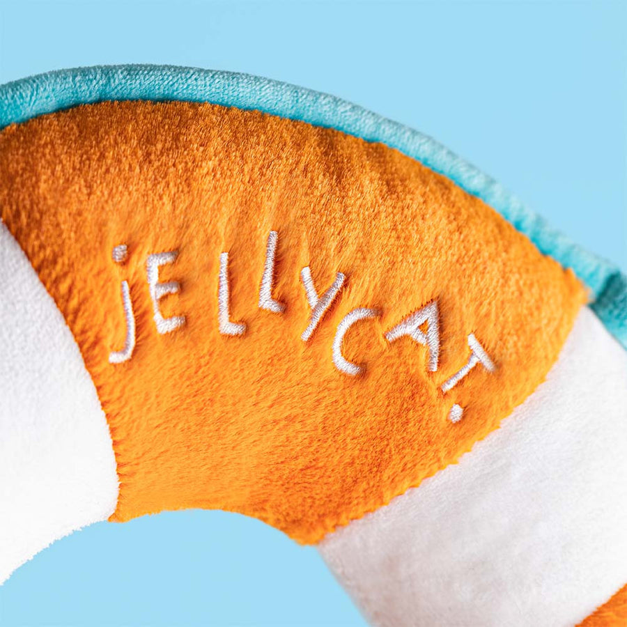 Jellycat Amuseables Life Ring sett fra siden – mykt redningsbelte-kosedyr i plysj