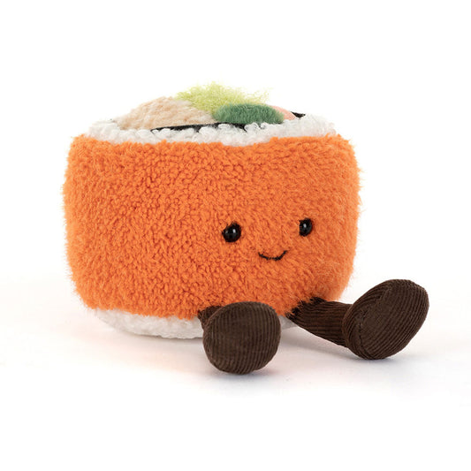 Jellycat Amuseables Codhi Californian Roll – sushikosedyr i californiarulle-form, 9 cm