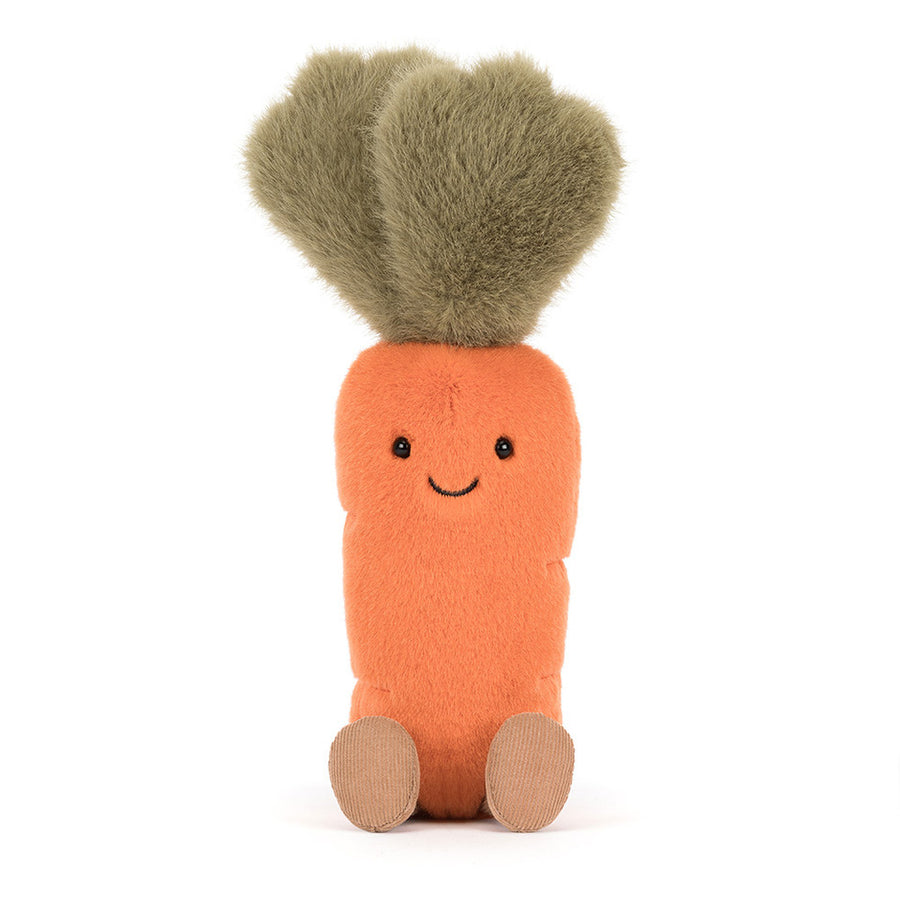 Jellycat Amuseables Carrot bakfra – oransje gulrot kosedyr med grønne blader