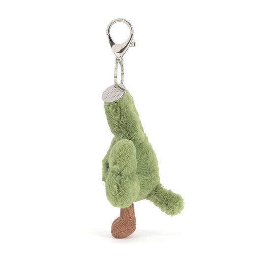 Jellycat Amuseables Shamrock Bag Charm – grønn firkløver nøkkelring med smilende ansikt og metallfeste, 15 cm