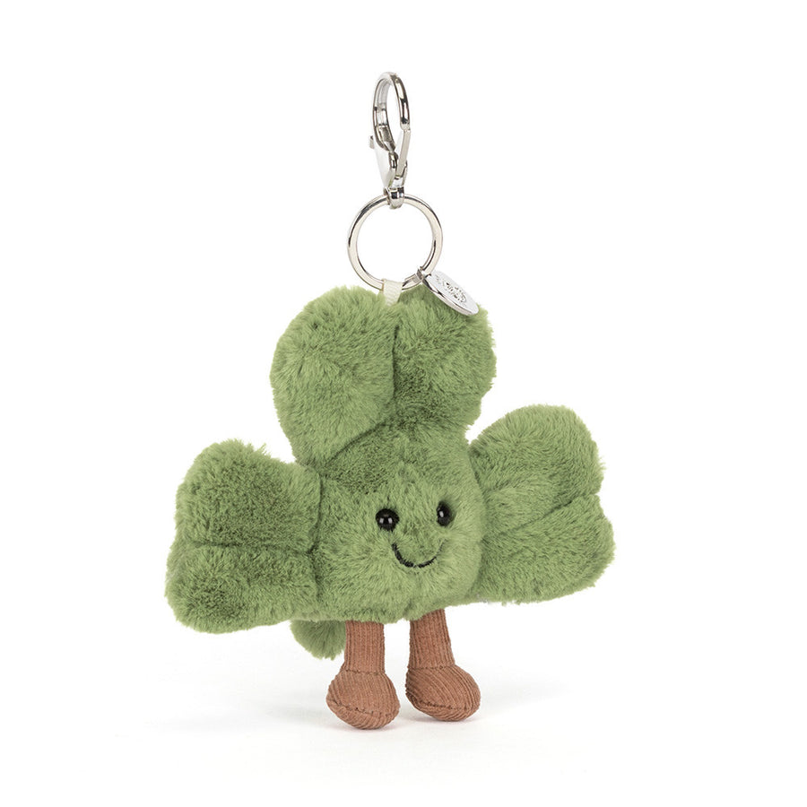 Jellycat Amuseables Shamrock Bag Charm bakfra – grønn firkløver nøkkelring