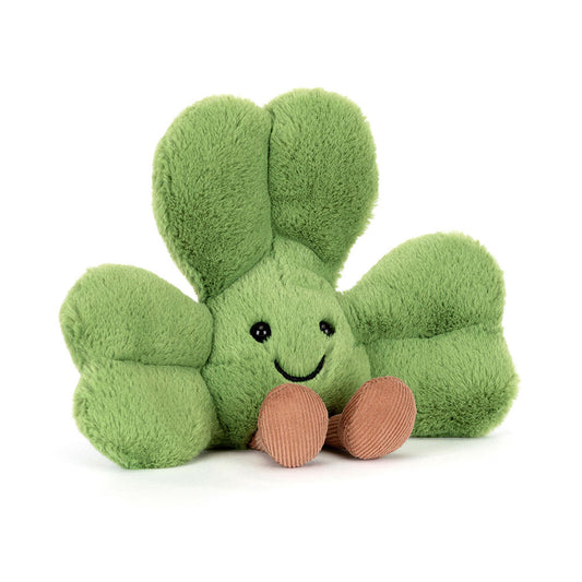 Jellycat Amuseables Siofra Shamrock – stor grønn firkløver kosedyr med broderte øyne, 31 cm