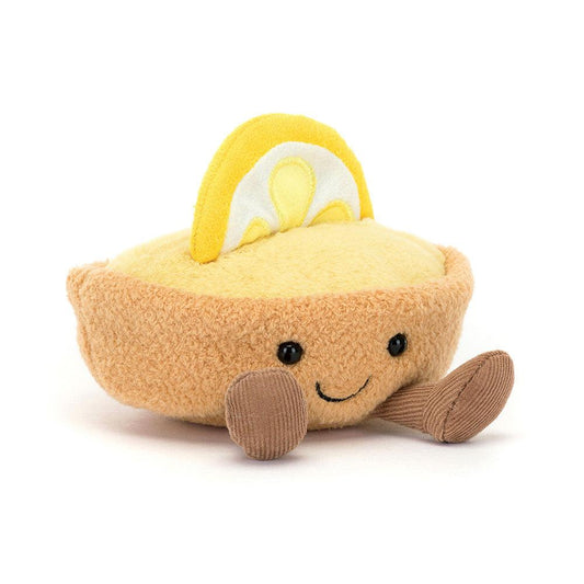 Jellycat Amuseables Collette Tarte Au Citron – myk sitronterte-kosedyr med brodert smil, 11 cm