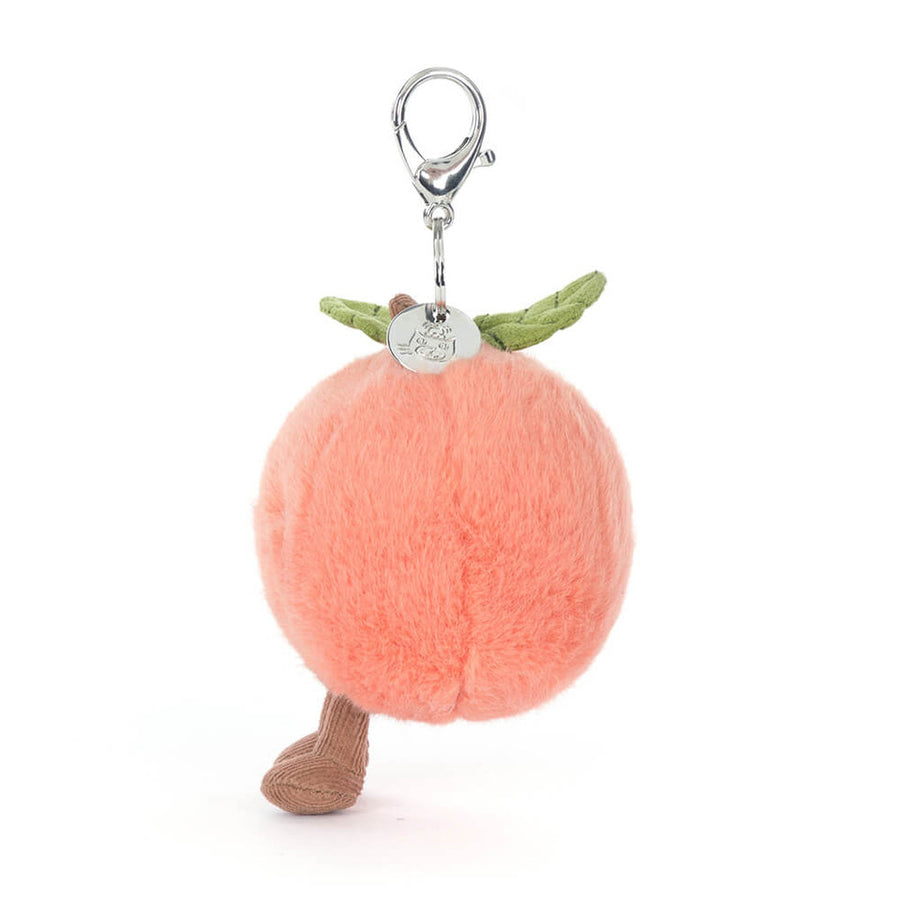 Jellycat | Amuseables Peach Bag Charm | Fersken | ca. 12 cm Back View - Bamsedyra AS