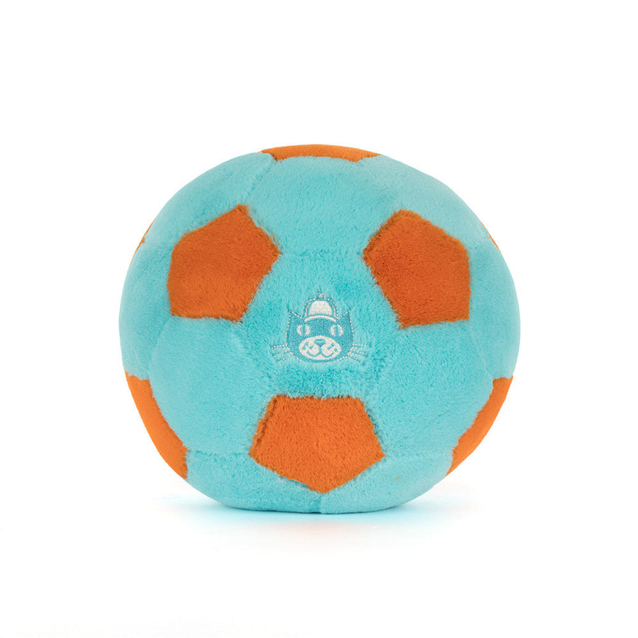 Jellycat Amuseables Football bakfra – myk blå og oransje plysj fotball