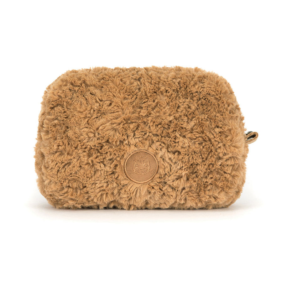 Jellycat Bartholomew Bear Pouch bakfra – beige bjørne-pung med glidelås