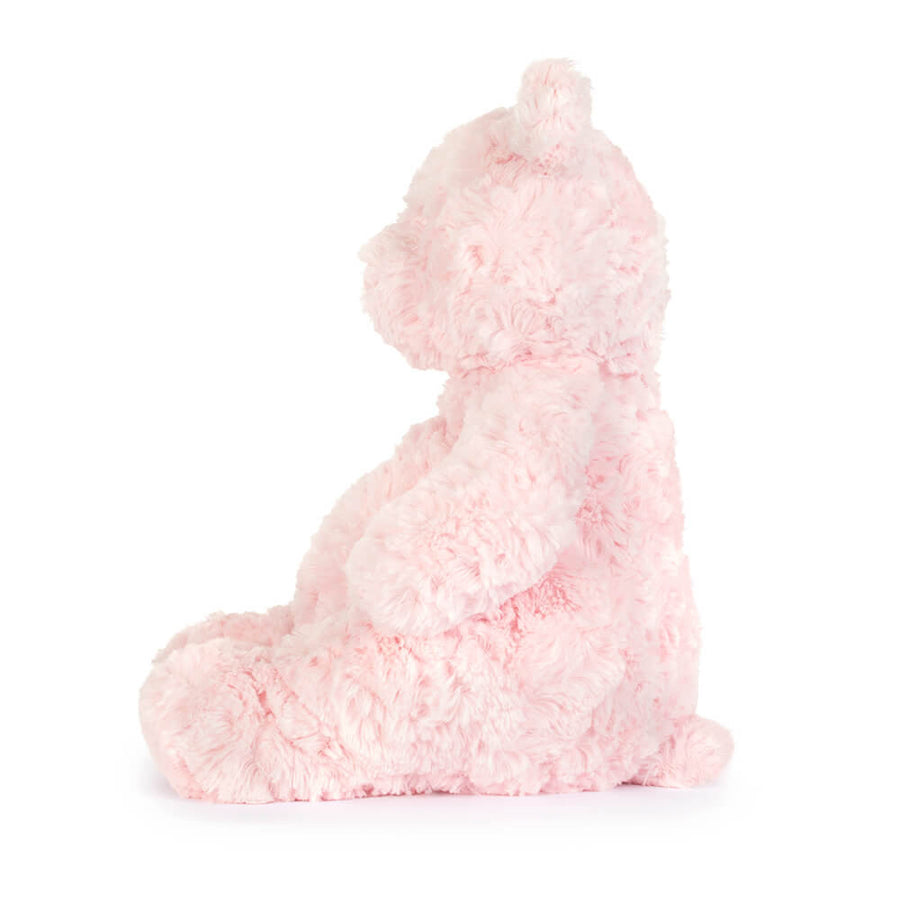 Jellycat Leola Bear Medium detalj – nærbilde av broderte øyne og myk pels