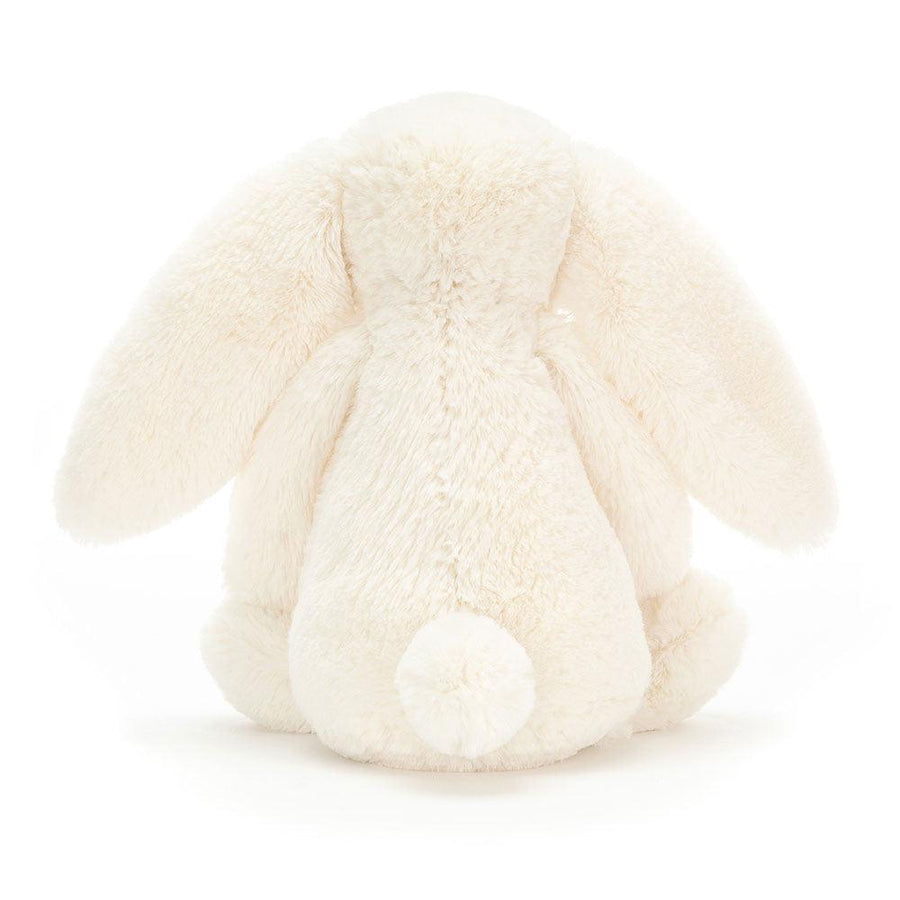 Jellycat Bashful Bunny Cream detalj – nærbilde av brodert nese og kremhvit pels