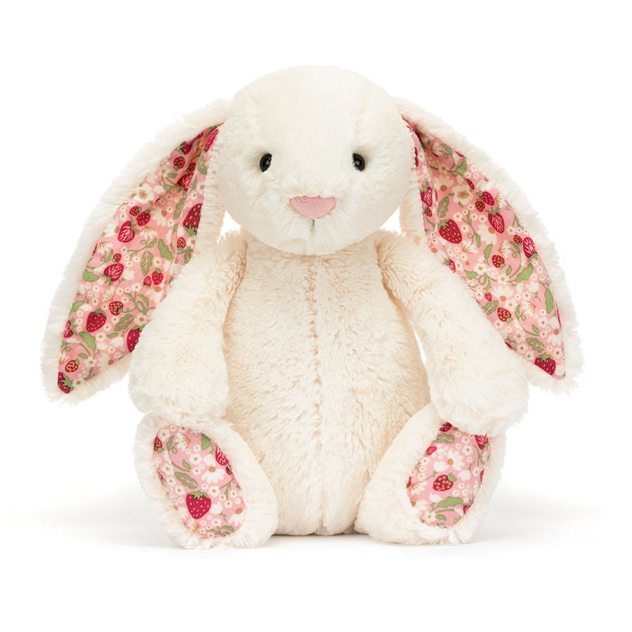 Blossom Cream Bunny ‘Berry’ Little med jordbærmønster i ørene og på potene