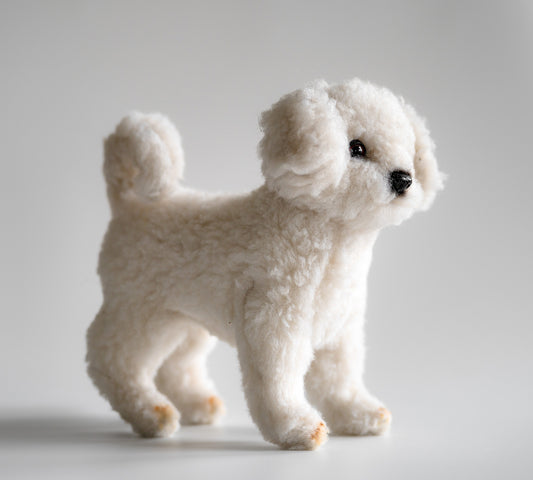 Hansa Creation Bichon Frise Hundebamse – naturtro hvit krøllet Bichon Frise plysj, 21 cm