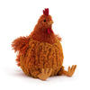 Cecile Chicken fra Jellycat – myk høne på 23 cm med krydderbrune fjær og rød kam