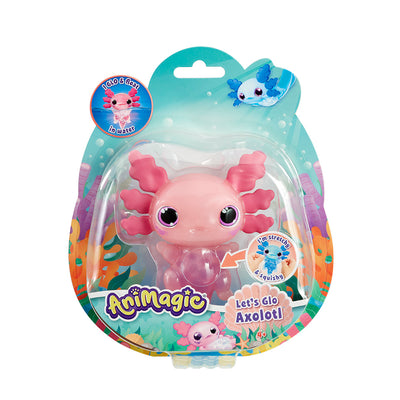 Animagic Let's Glo Axolotl – lysende axolotl-vannleke i blå og rosa