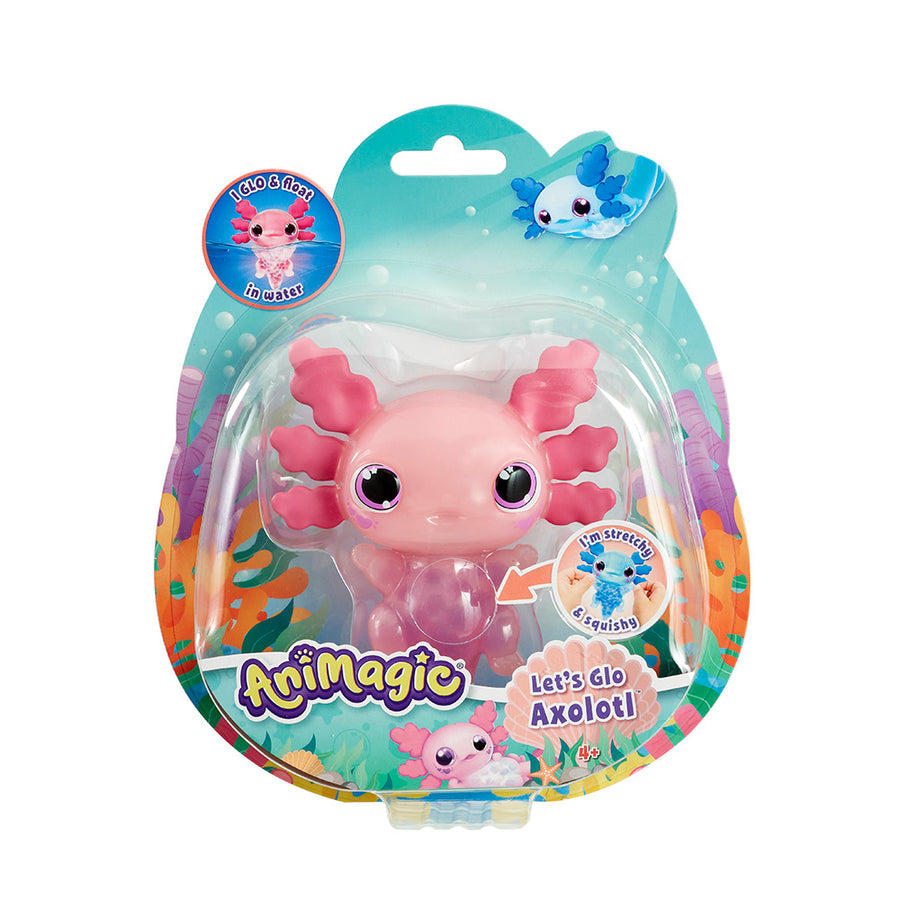 Animagic Let's Glo Axolotl – lysende axolotl-vannleke i blå og rosa