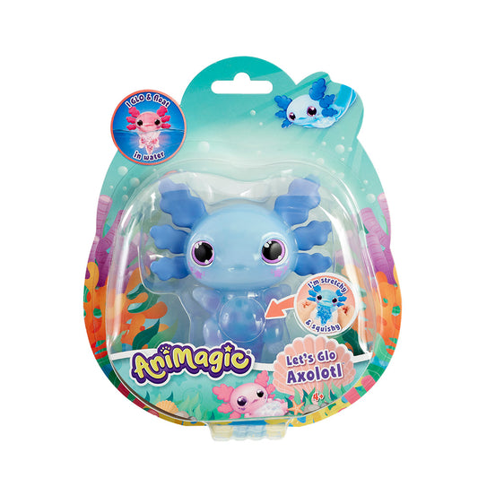 Animagic Let's Glo Axolotl – lysende axolotl-vannleke i blå og rosa