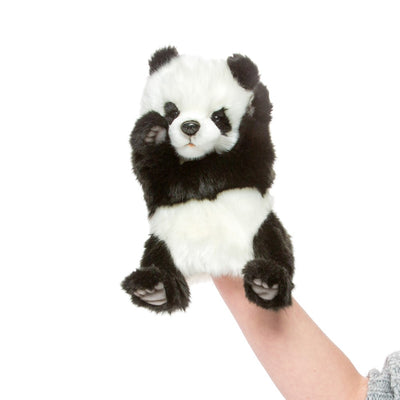 Hansa Creation Panda Hånddukke – svart og hvit kjempepanda med runde øyeflekker, 30 cm