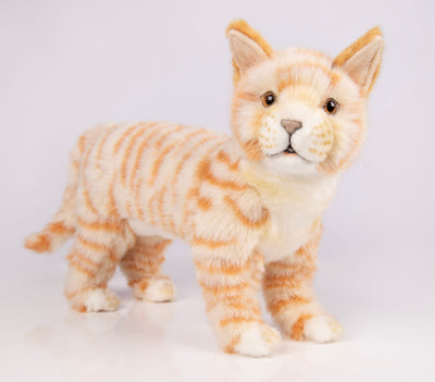 Hansa Creation Oransje Katt Stående – naturtro oransje stripete katt plysj i stående stilling, 35 cm