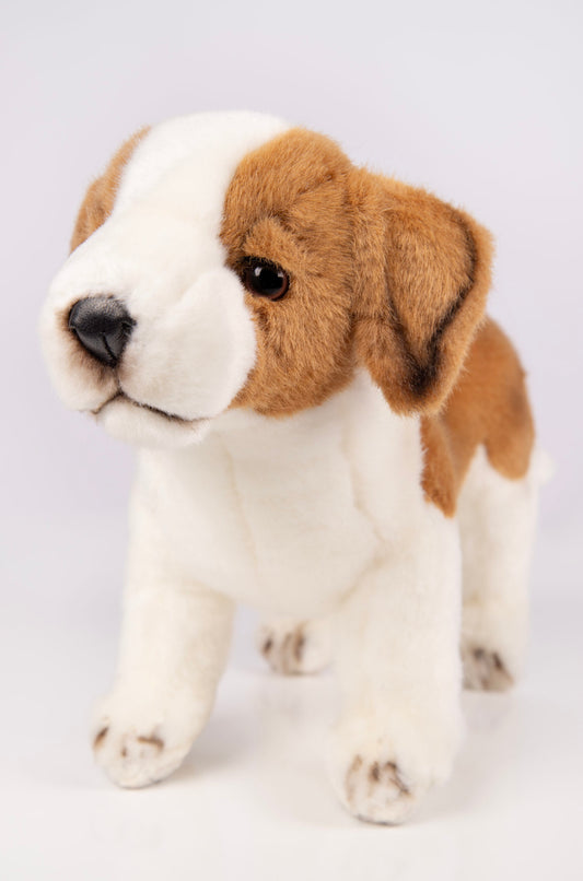 Hansa Creation St. Bernard Valp – naturtro brun og hvit St. Bernard valp plysj, 30 cm