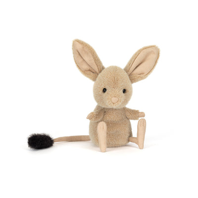Jellycat Jerboa – beige ørkendyr kosedyr med lange bakben og store ører, 15 cm
