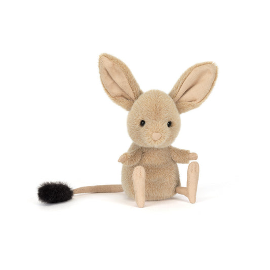 Jellycat Jerboa – beige ørkendyr kosedyr med lange bakben og store ører, 15 cm