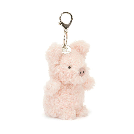 Jellycat Little Pig Bag Charm – rosa gris nøkkelring med smilende ansikt og snusenese