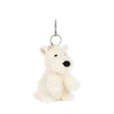 Jellycat Munro Scottie Dog Bag Charm – svart scottish terrier nøkkelring med myk pels og metallfeste