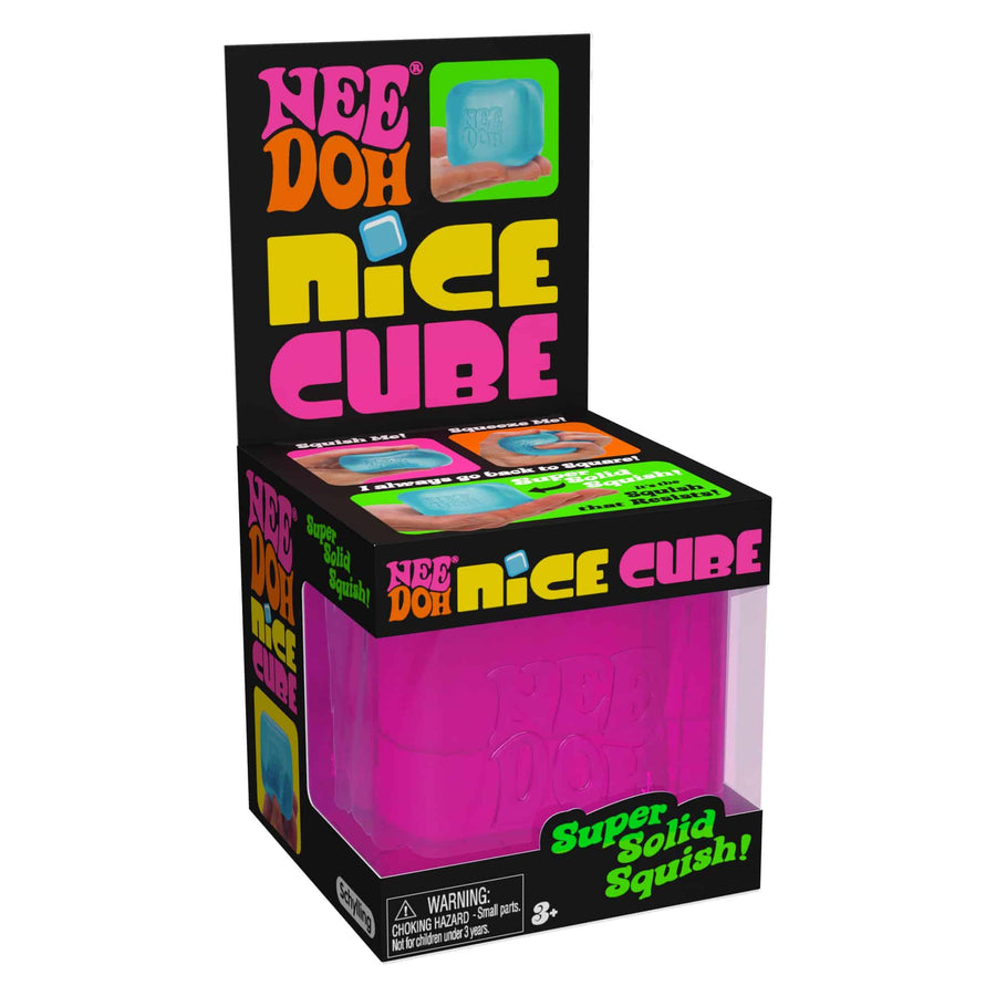 NeeDoh Nice Cube Stresskube – rosa variant i emballasje, ca. 6 cm